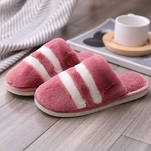 SWX-FlipFlop Zapatillas de Interior Fondo Duro Placa Media Pareja Masculina casa Interior cálido otoño e Invierno Pareja Zapatillas Cuero Rojo 36/37 Adecuado para 35/36 pies