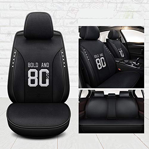 SXHYL Automóvil Cuatro Estaciones Negro Funda Asiento Juego 5 Piezasjuego Fundas para Asientos Coche Universal,Cubiertas Asiento Auto Cuero Artificial,Protector para Asientos Delanteros Y Traseros,4