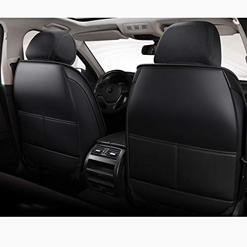 SXHYL Automóvil Cuatro Estaciones Negro Funda Asiento Juego 5 Piezasjuego Fundas para Asientos Coche Universal,Cubiertas Asiento Auto Cuero Artificial,Protector para Asientos Delanteros Y Traseros,4