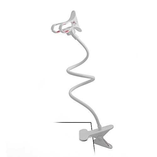 SYSTEM-S Soporte Universal Flexible, para la Mesa o la Cama, con Cuello de Cisne para teléfonos móviles, de Color Blanco