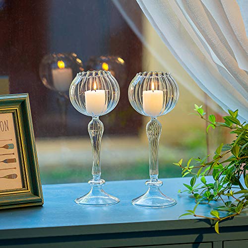 Sziqiqi Candelabros De Vidrio, Candelero De Cena a Las Velas, Candelero Perfumado De Mesa, Candelero Decorativo para Boda Fiesta, 3#