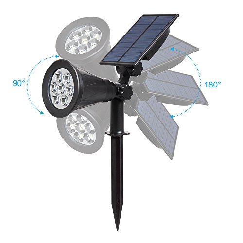 T-SUN 7LED Foco Solar, Impermeable Luces Solares Exterior de 7 Color Cambio, Luz de Jardín, Seguridad Luz y Luz de Proyecto Solar para Paisaje, Entrada, Patio, Garaje, Muro, Camino.