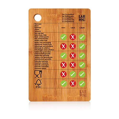 Tablas De Cortar Cocina en Madera Premium Extra-Gruesas - Juego de 3 Piezas en Madera de Bambú Para Picar - Certificación FSC y LFGB - Ideal Para Carnes, Verduras, Queso y Pan