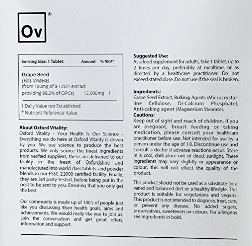 Tableta de Proantocianidinas de Semilla de Uva Extra 95 mg de Gran Fuerza 120 Unidades + 30 Tabletas Gratis de TŽ Verde de 1000 mg