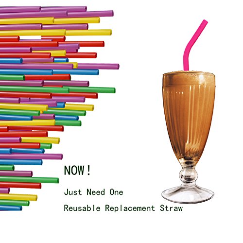 TAMAÑO REGULAR Pajas de beber reutilizables de silicona Juego de 6 para adultos y niños - 2 cepillos de limpieza incluidos por BasicForm