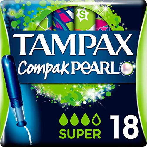 Tampax Compak Pearl Super aplicador tampones, 18-count