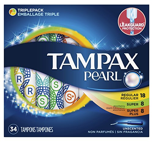 Tampax Tampones Pearl paquete triple 34 unidades sin perfume 18 Regulares + 8 Super+8 (2 unidades)
