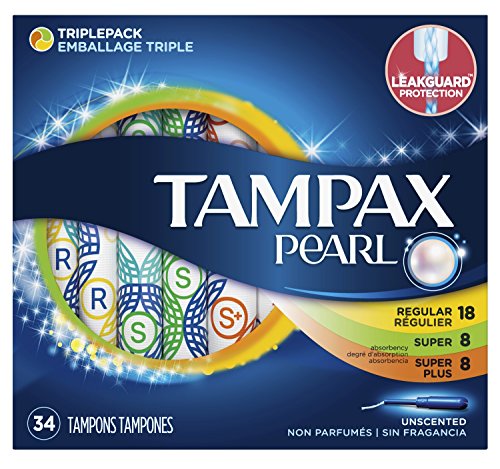 Tampax Tampones Pearl paquete triple 34 unidades sin perfume 18 Regulares + 8 Super+8 (2 unidades)
