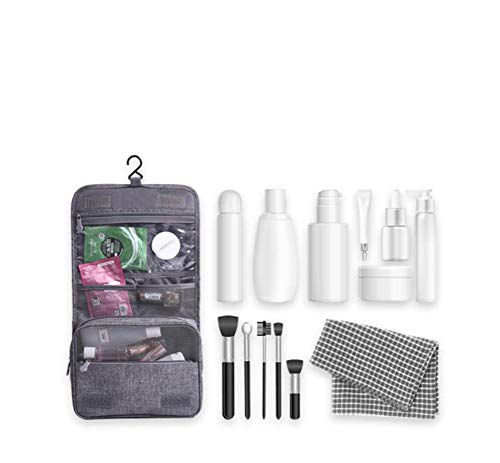 TANERDD Kit de Maquillaje Bolsa de cosméticos de Viaje Plegable portátil Bolsa de Afeitar para Hombres Artículos de tocador Impermeables para Mujeres Gran Capacidad Bolsa de baño,Rojo
