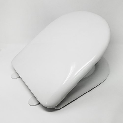 Tapa y asiento de WC blanco con frontal redondo y bisagra ajustable y desprendible