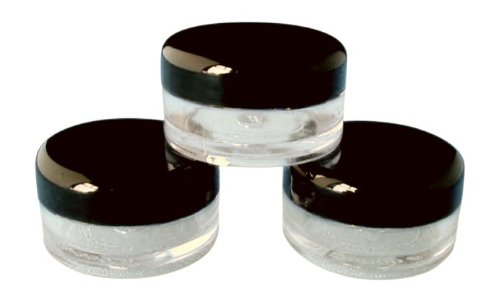 Tarros vacíos de plástico transparente de 5 ml de capacidad, para almacenar maquillaje, cremas, muestras, purpurina, 10 unidades, tapa negra