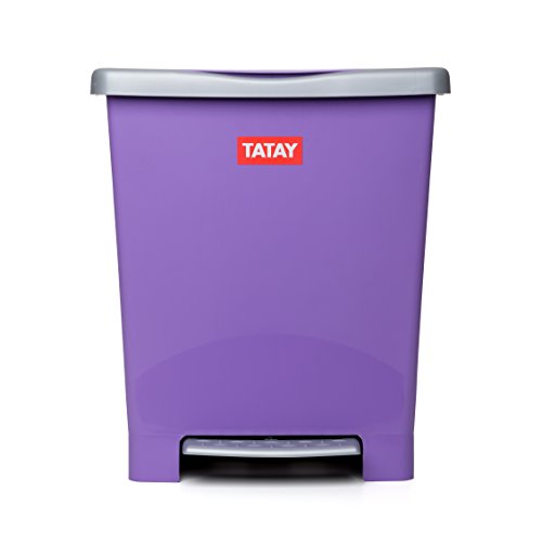 Tatay Millenium Cubo de Basura con Apertura Automática a Pedal o Manual, Capacidad 25 L, Fabricado en Plástico Polipropileno. Medidas 33,5 x 30 x 39 cm (L x An x Al). Color Lila.