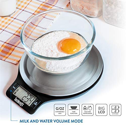 Tatkraft Classic Báscula de Cocina para Alimentos Digital 5Kg Cómoda Acero Inoxidable