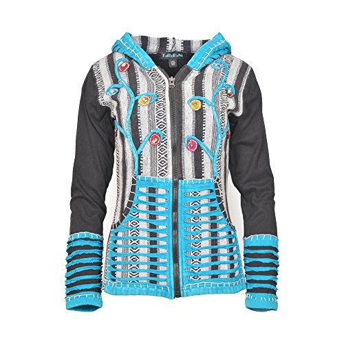 TATTOPANI Señoras Piedra Lavada algodón cárdigan con Crochet maquinilla de Afeitar Cortar diseño.