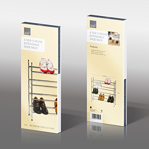 Taylor & Brown® - Zapatero apilable y extensible de 4 niveles, cromado