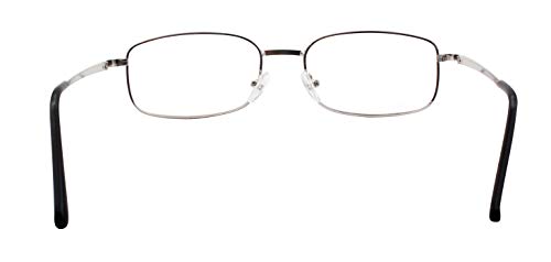 TBOC Gafas de Lectura Presbicia Vista Cansada - [Pack 4 Unidades] Graduadas +2.00 Dioptrías Montura Metálica Plateada Ligera Diseño Moda Hombre Mujer Unisex Lentes de Aumento para Leer Ver Cerca