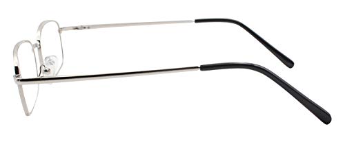 TBOC Gafas de Lectura Presbicia Vista Cansada - [Pack 4 Unidades] Graduadas +2.00 Dioptrías Montura Metálica Plateada Ligera Diseño Moda Hombre Mujer Unisex Lentes de Aumento para Leer Ver Cerca