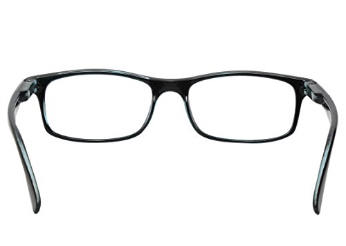 TBOC Gafas de Lectura Presbicia Vista Cansada - [Pack 4 Unidades] Graduadas +2.50 Dioptrías Montura de Pasta Bicolor Negra y Turquesa Diseño Moda Hombre Mujer Unisex Lentes Aumento Leer Ver Cerca
