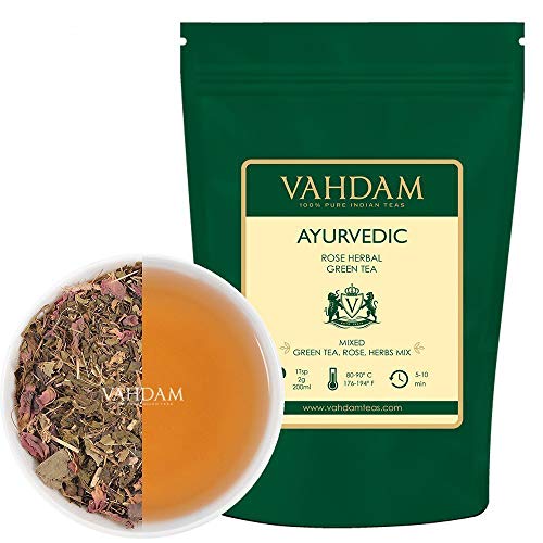 Té de Hierbas Ayurvédico (100 tazas), 21 HIERBAS, té 100% natural, hojas de té verde orgánico mezcladas con 21 hierbas medicinales de la India, se sirven calientes o con hielo, 200gr