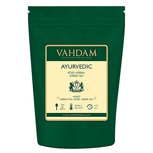 Té de Hierbas Ayurvédico (100 tazas), 21 HIERBAS, té 100% natural, hojas de té verde orgánico mezcladas con 21 hierbas medicinales de la India, se sirven calientes o con hielo, 200gr
