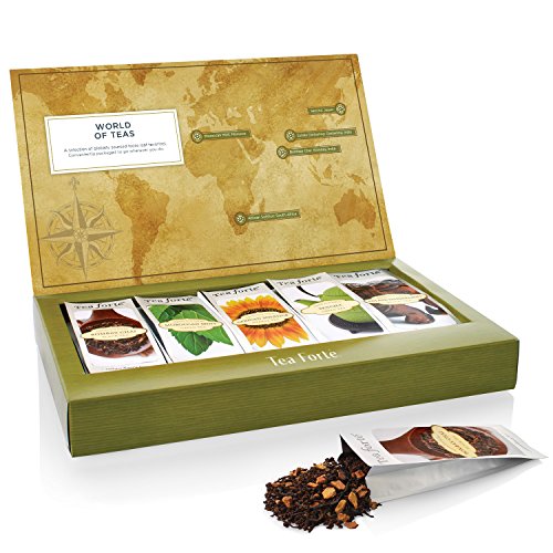 Té Hojas Sueltas World of Teas de UN SOLO USO de Tea Forte, Caja de Té Variado, 15 Bolsas de Un Solo Uso - Té Verde, Té de Hierbas, Té Negro, Té Chai