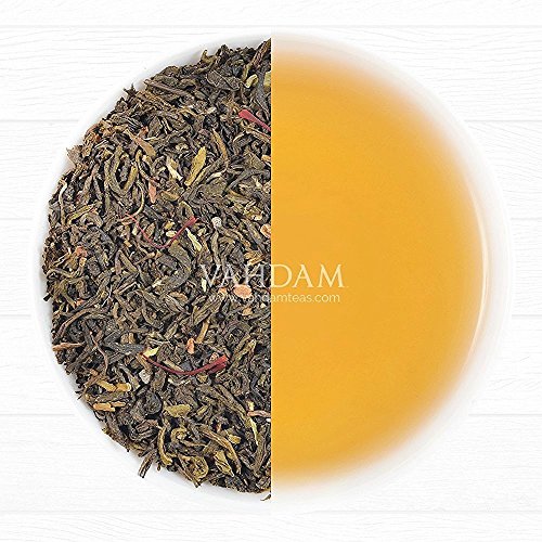 Té Kashmiri Kahwa - Té Chai Saffron Original Indio(50 Tazas), Té Verde Premium mezclado con Kashmiri Saffron, Almendras, Cardamoma y Canela - Té Kashmiri Supremo, Sano y Deliciosa, 100g