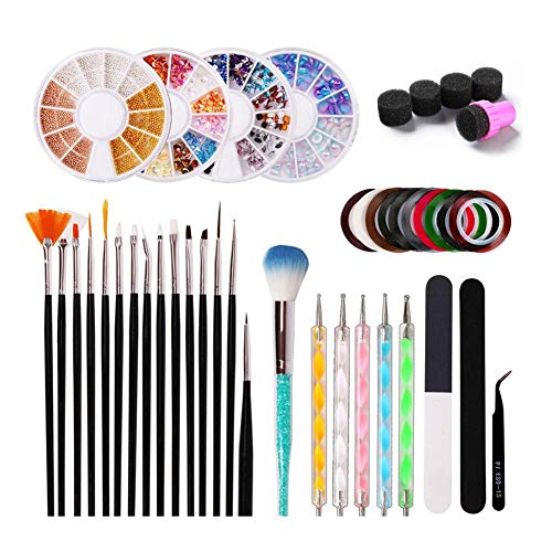 Teabelle 12 unids/Set Conjunto de Arte de Uñas Herramienta de Manicura Brocha para el Polvo Nail Art Decoration Línea de Cinta de Uñas Esponja Stamper Archivos Buffer