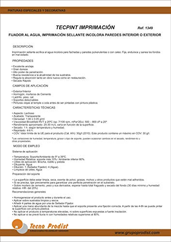 TECPINT IMPRIMACIÓN de Tecno Prodist - (1 Litro) Fijador al Agua sellante e incolora para Pintura en paredes Exterior e Interior - Alto anclaje - (INCOLORA)