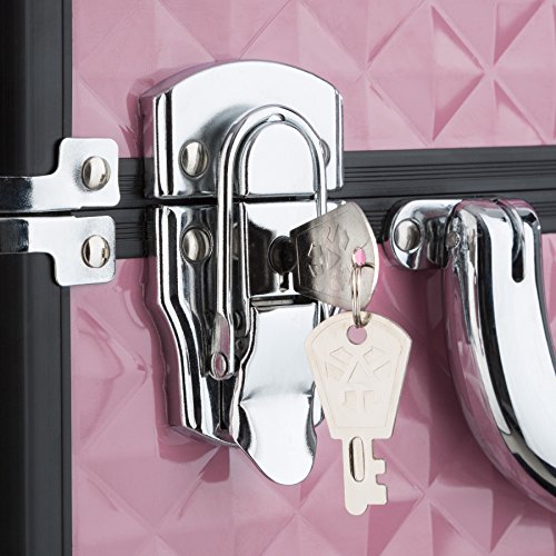 TecTake Maleta para cosméticos Maletín para maquillaje joyería Trolley con Varias Divisiones con ruedas - disponible en diferentes colores - (Rosa)