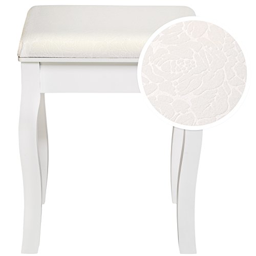 TecTake Taburete de tocador Piano Silla de Estilo de vanidad Maquillaje Dormitorio | Aprox. 40x30x45cm | Blanc