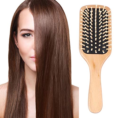 TENDYCOCO Cepillo para El Cabello de Madera 2Pcs con Cojines de Aire con Paleta Cepillos para El Cabello sin Accesorios para El Cuidado del Cabello (Negro)