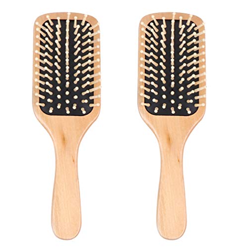 TENDYCOCO Cepillo para El Cabello de Madera 2Pcs con Cojines de Aire con Paleta Cepillos para El Cabello sin Accesorios para El Cuidado del Cabello (Negro)