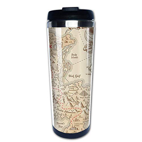 tenghanhao Tazza da caffè Old Ancient Antique Treasure Steel Coffee Mug Leakproof Insulated Cup Stainless Steel Coffee Tumbler Sleek Design Personality Fashion Print