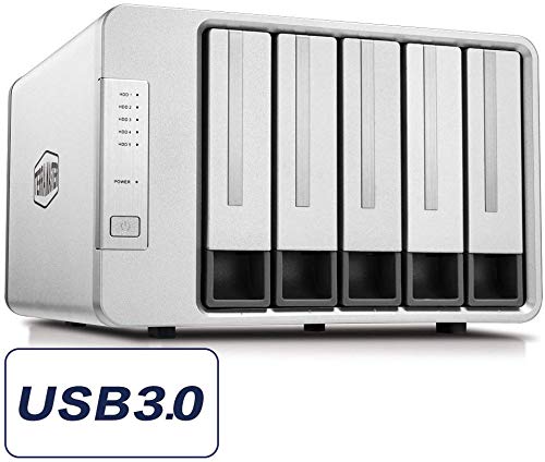 TERRAMASTER D5-300C USB 3.0 (5 Gbps) Tipo C Carcasa Raid de 5 Ranuras Soporte Raid 0/1/Single Modo Raid 2+3 Exclusivo Almacenamiento de Disco Duro Raid (Sin Disco)