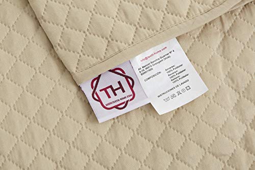 Textilhome - Funda Cubre Sofá Adele, 2 Plazas, Protector para Sofás Acolchado Reversible. Color Beige