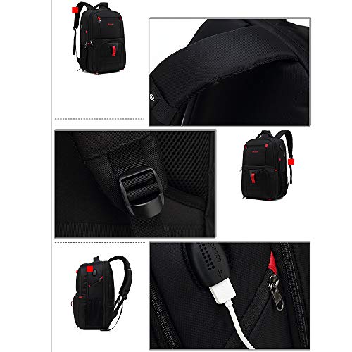 TFTREE Mochila para portátil Mochila de viaje para hombre para computadoras portátiles de 17.3 Bolsas de hombro multifuncionales para negocios seguridad impermeables-blue