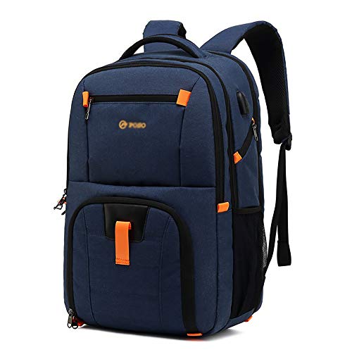 TFTREE Mochila para portátil Mochila de viaje para hombre para computadoras portátiles de 17.3 Bolsas de hombro multifuncionales para negocios seguridad impermeables-blue