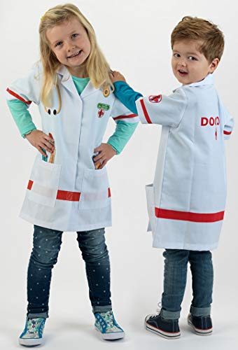 Theo Klein 4614 Bata de médico, Disfraz de gran calidad, Juguete para niños desde 3 hasta 6 años, alrededor de 55 cm de largo