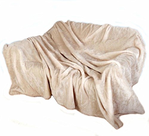 THL Lujosa manta de piel sintética de visón para sofá, cama, cama, funda para cama pequeña/grande/doble/king, crema, Large