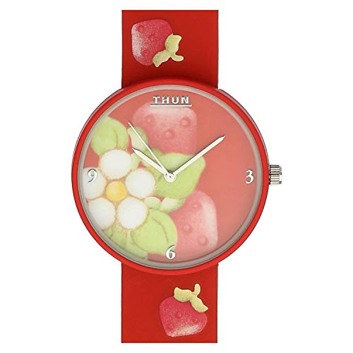 Thun - Reloj de pulsera con diseño de fresa, carcasa de metal esmaltado
