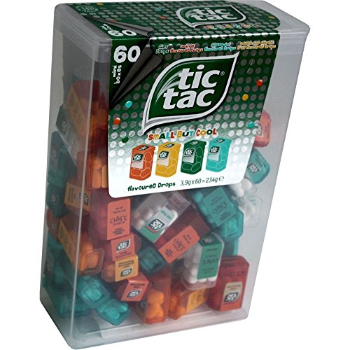 TIC TAC Spender Box with 60 Mini Boxes (Each 3.9 Grammes) Liliput, Flavours : Orange, Mint, Peach, Peppermint. by Ferrero