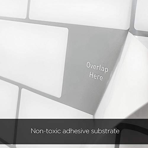 Tic Tac Tiles Pelar y Pegar Pegatinas de Pared Autoadhesivas 3D para Azulejos para Salpicaduras de Cocina y baño en Diseño de Metro [10 Hojas - Mono Blanco]