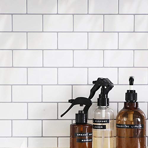 Tic Tac Tiles Pelar y Pegar Pegatinas de Pared Autoadhesivas 3D para Azulejos para Salpicaduras de Cocina y baño en Diseño de Metro [10 Hojas - Mono Blanco]