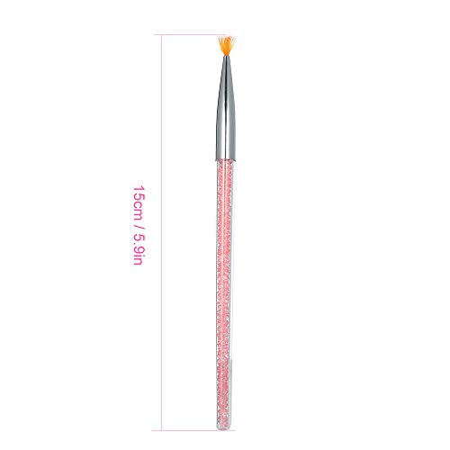 Tickas Cepillo de Uñas Degradado - Cepillo de Uñas con forma de Abanico Degradado, Mango de Diamantes de Imitación Rosa, Polvo de Brillo Uv, Bolígrafo para Uñas, Pincel de Dibujo Artístico para Uñas,