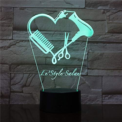 Tijera peluquería 3D led luz nocturna Barber Shop nombre Peluquería Tijera Iluminación decorativa Peluquería regalo