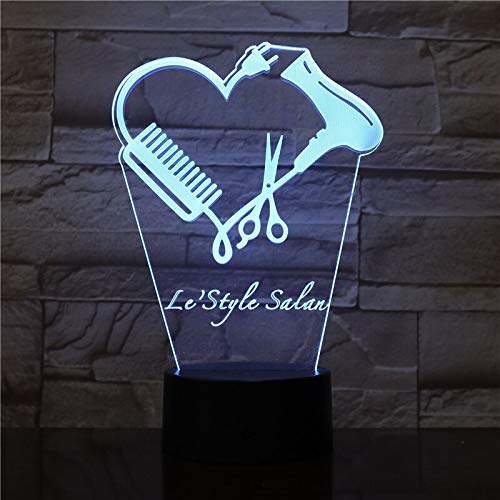 Tijera peluquería 3D led luz nocturna Barber Shop nombre Peluquería Tijera Iluminación decorativa Peluquería regalo
