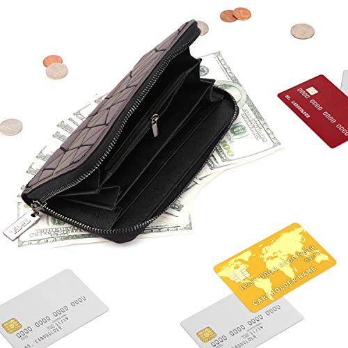 Tikea Cartera Geométrica Luminosa Holográfica para Mujer, Billetera con Cremallera en Cuero Sintético, Bolsillo de Mano Efecto Reflectante