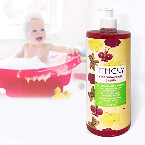 Timely - Gel de ducha hidratante con aroma de cereza para niños