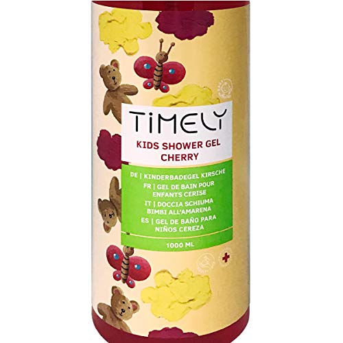 Timely - Gel de ducha hidratante con aroma de cereza para niños
