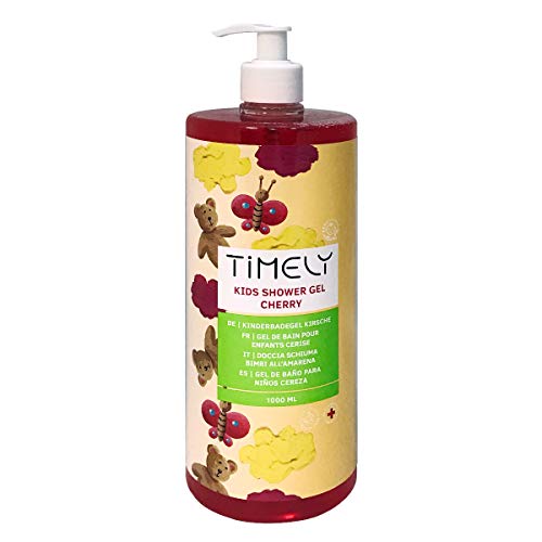 Timely - Gel de ducha hidratante con aroma de cereza para niños